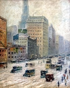 Colin Campbell Cooper: Winter in New York Study in Oil on Board