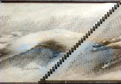 Francis Luis Mora: Right Palm, Charcoal Study