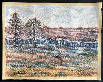 Paulemile Pissarro: La Ramasseuse Du Bois Pastel on Paper
