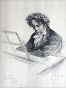 Leonid Osipovich Pasternak: Beethoven 1920 Signed Twice Lithograph