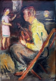 Bernard Gussow: Violinists, 1940s Oil on Canvas