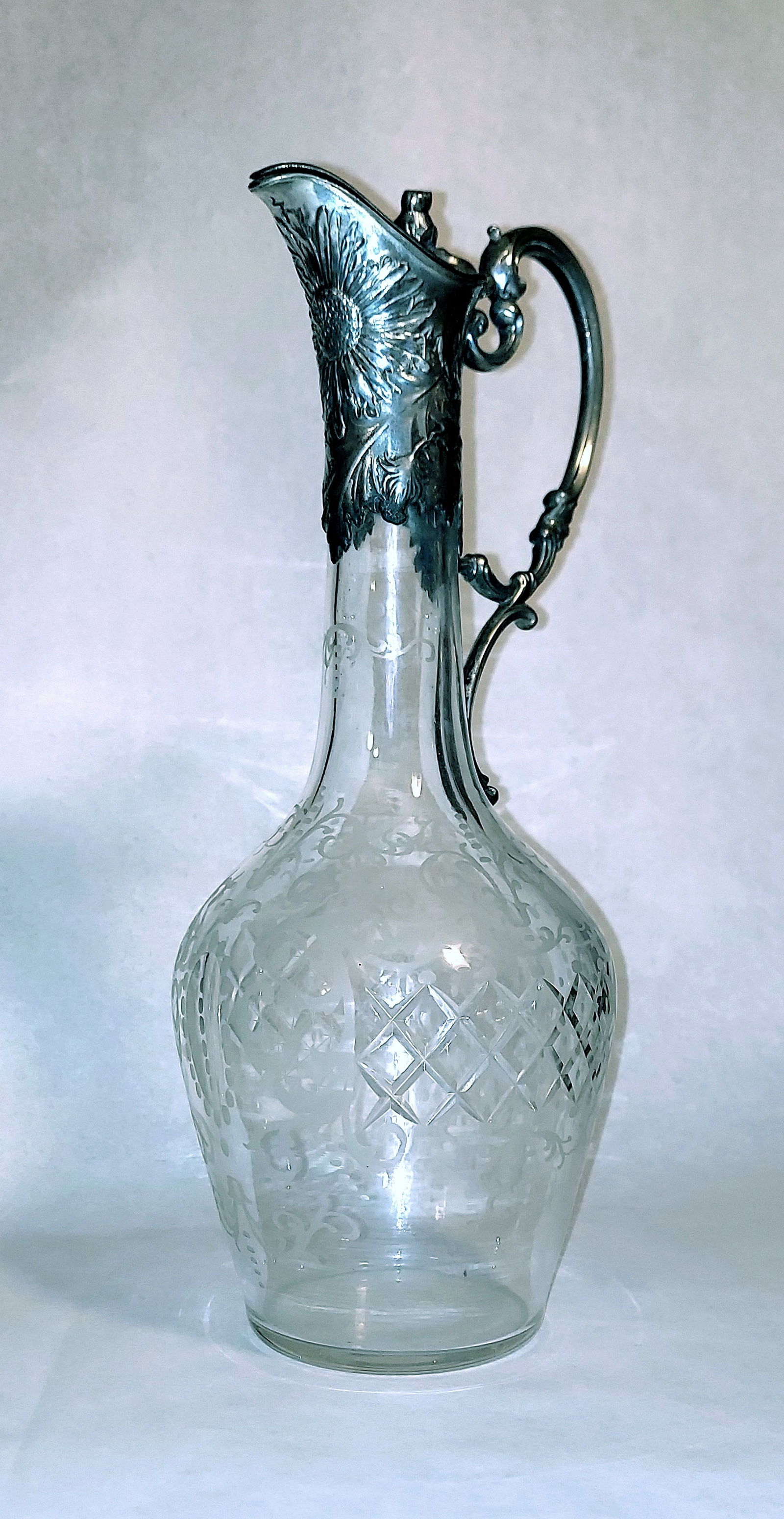 Victorian Cut Glass & Silver Plate Claret Jug Ewer, 19th century (1 of 7)