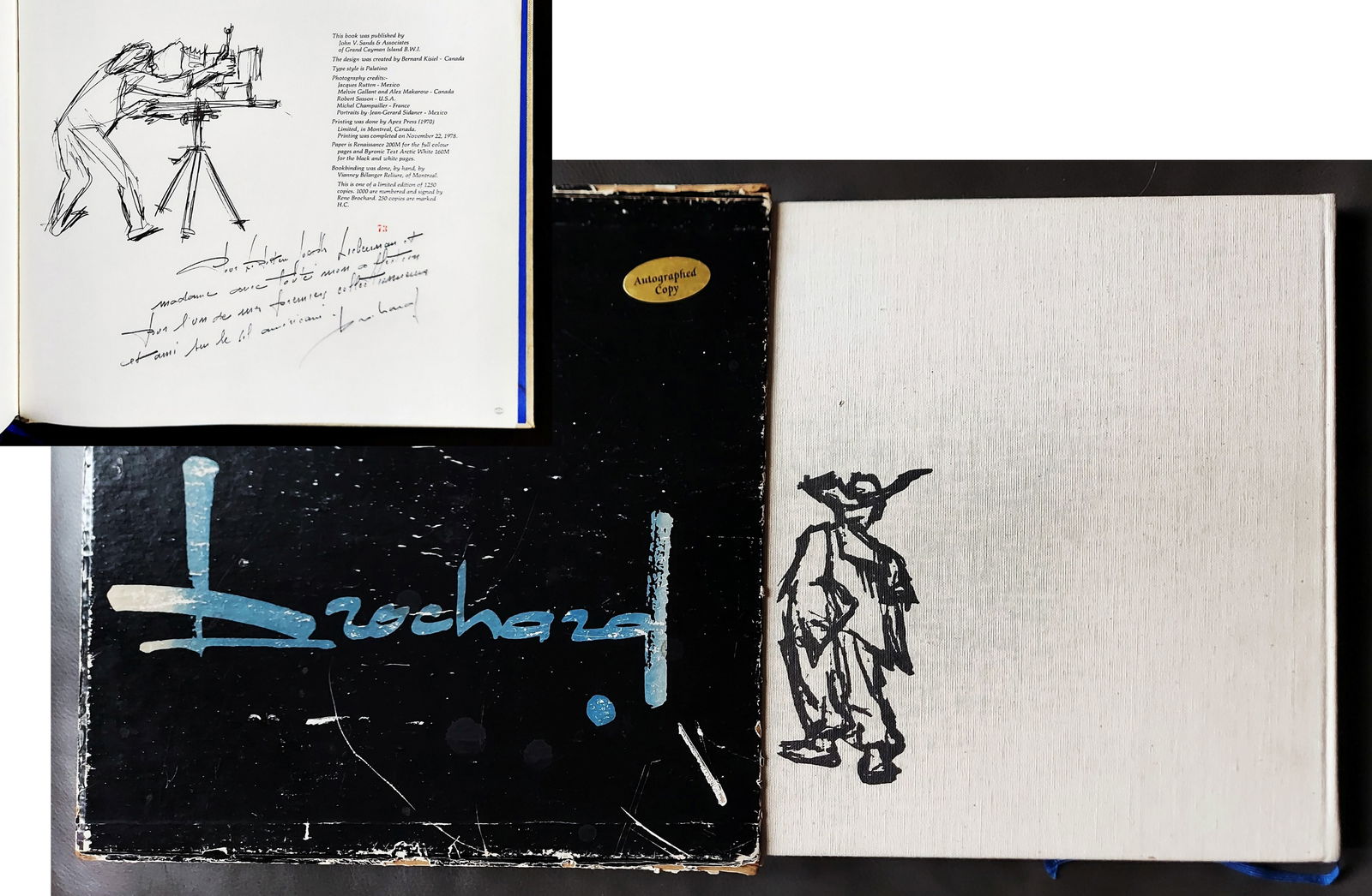 Rene Brochard, Inscribed Copy 73/1000: Conversational Journey 1978: Rene Brochard (French-Canadian, b.1926): Monograph with inserted lithograph signed in pencil. This copy 73 of a limited edition of 1250, of which 1000 were numbered and signed by Rene Brochard, is als