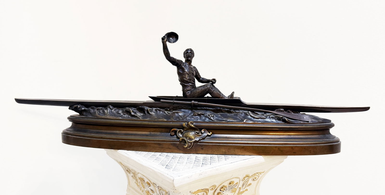 French Bronze Sculpture Le Champion by Émile Hébert c.1890 (1 of 8)