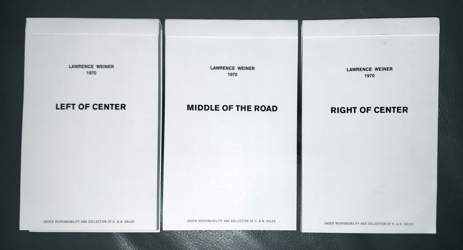 Lawrence Weiner: Middle of the Road, Left and Right of Center 1970 (1 of 3)