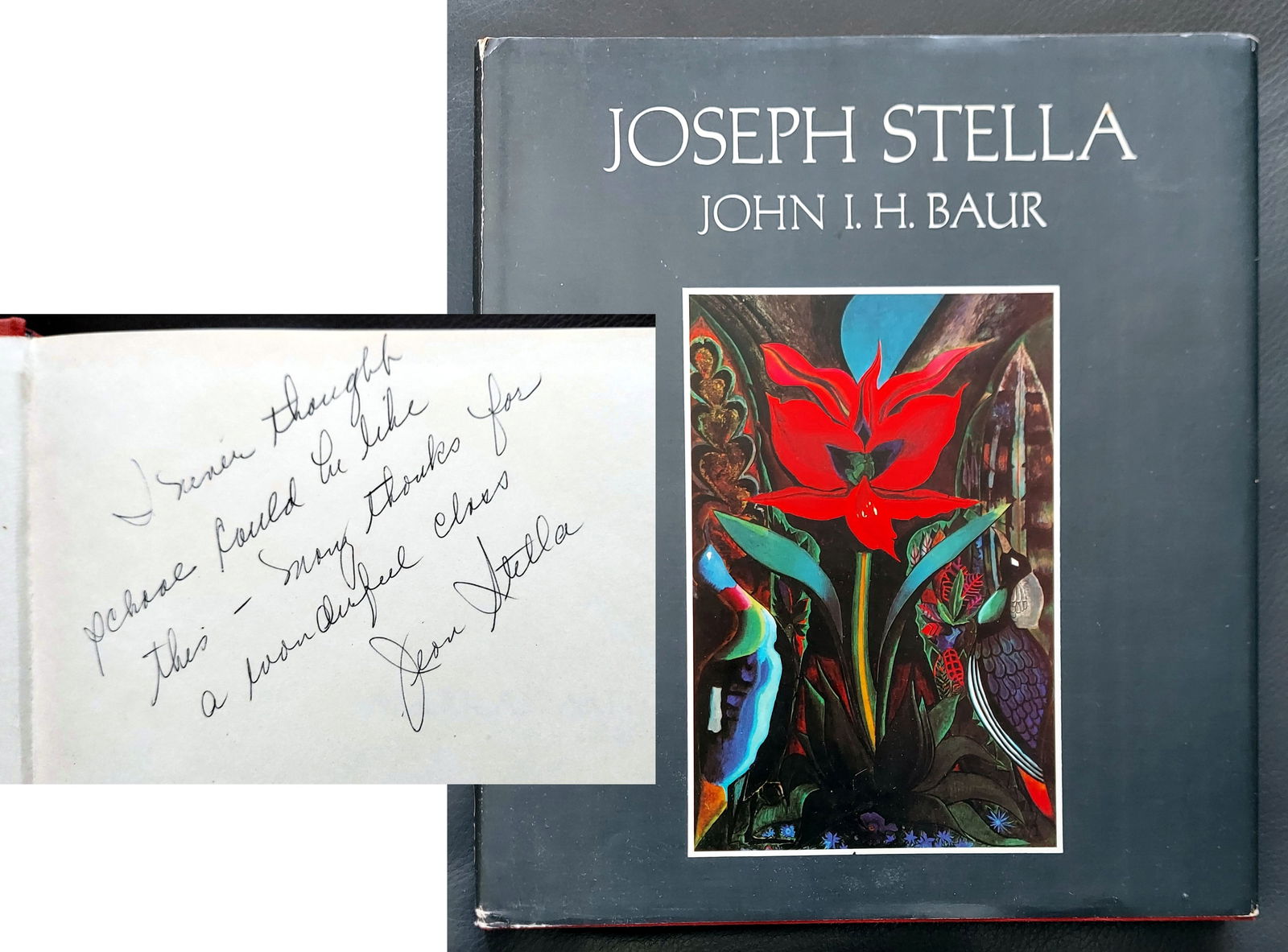 Joseph Stella Monograph, 1971 Inscribed: Inscribed Monograph on Joseph Stella (1877- 1946) an Italian-born American Futurist painter known for his depictions of industrial America, especially his images of the Brooklyn Bridge, and associated