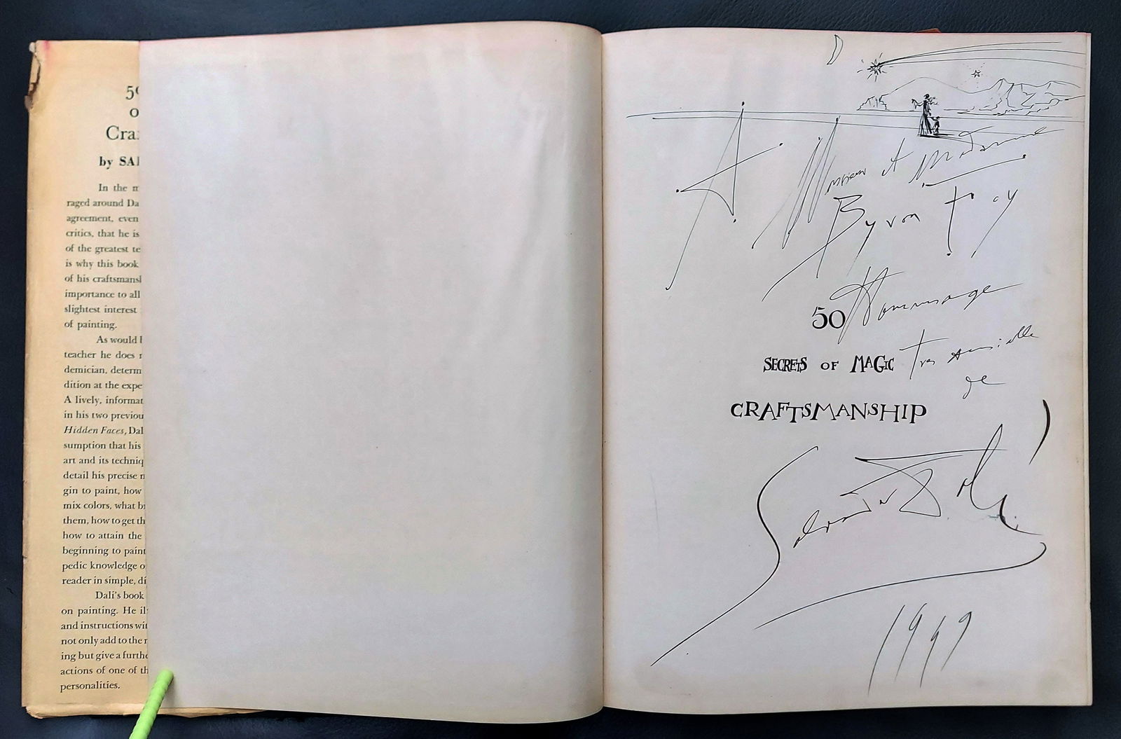 Dali: Ink Drawing, Signed & Inscribed 1948 Craftsmanship Book (1 of 9)