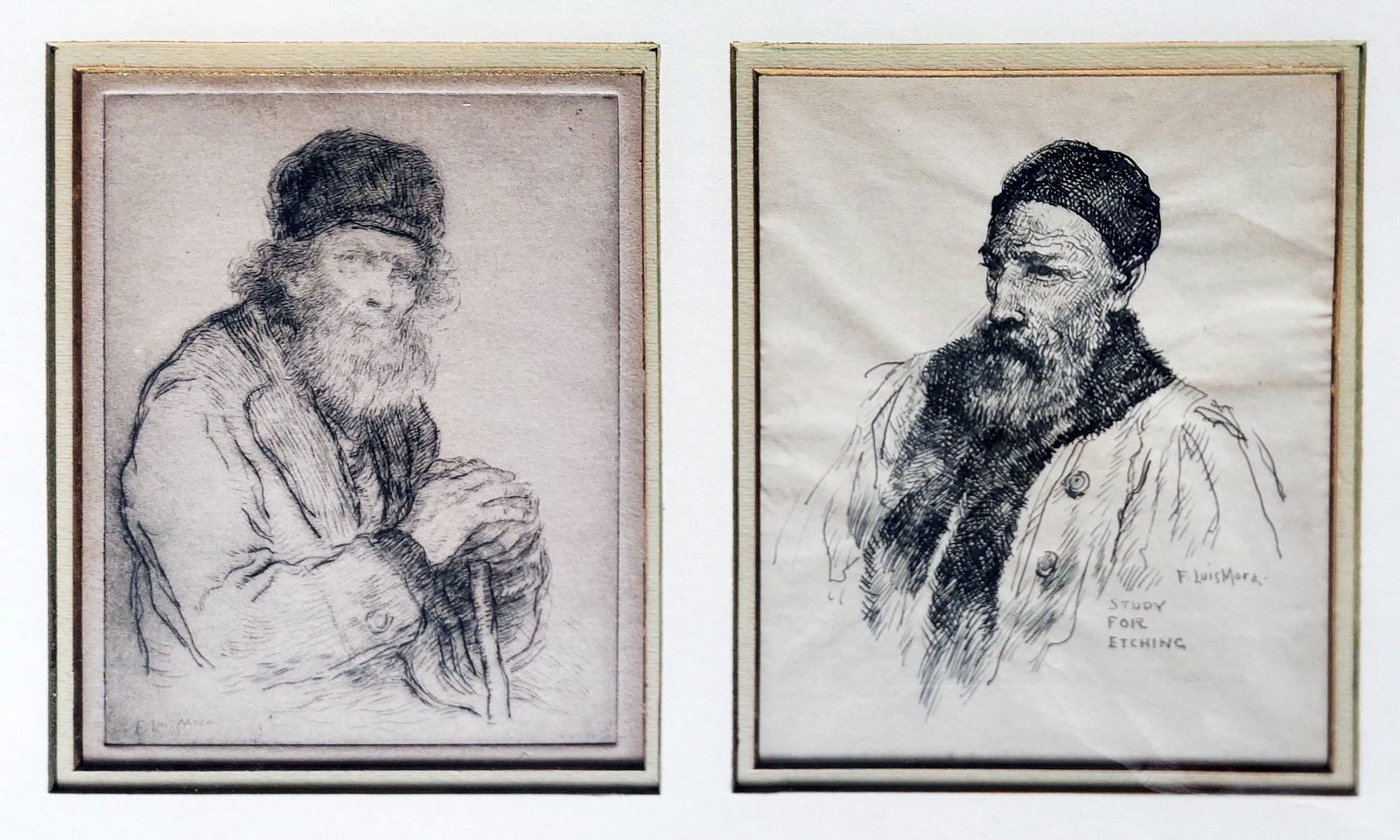 Francis Luis Mora: Old Men, Drawing & Etching (1 of 6)