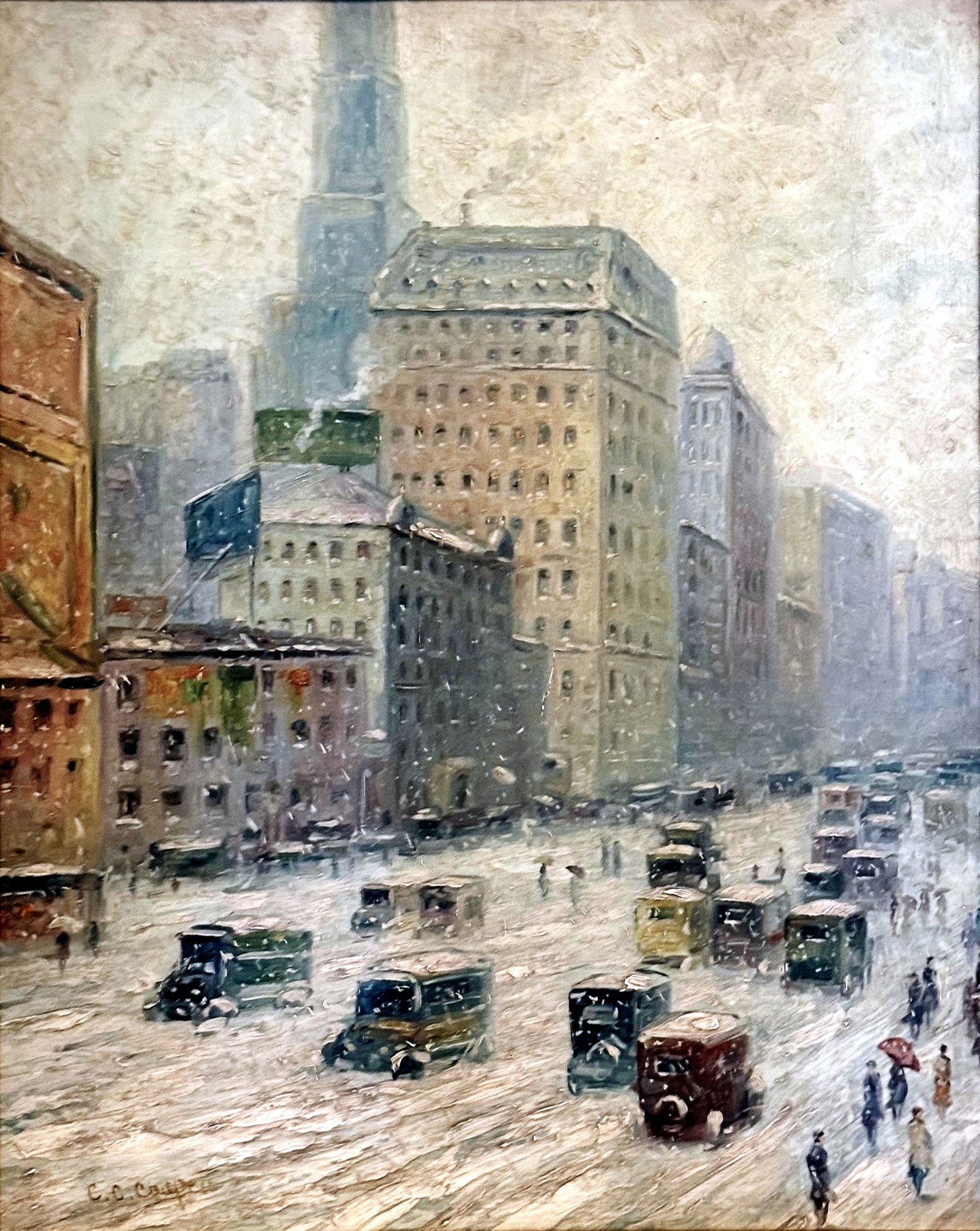 Colin Campbell Cooper: Winter in New York Study in Oil on Board (1 of 7)