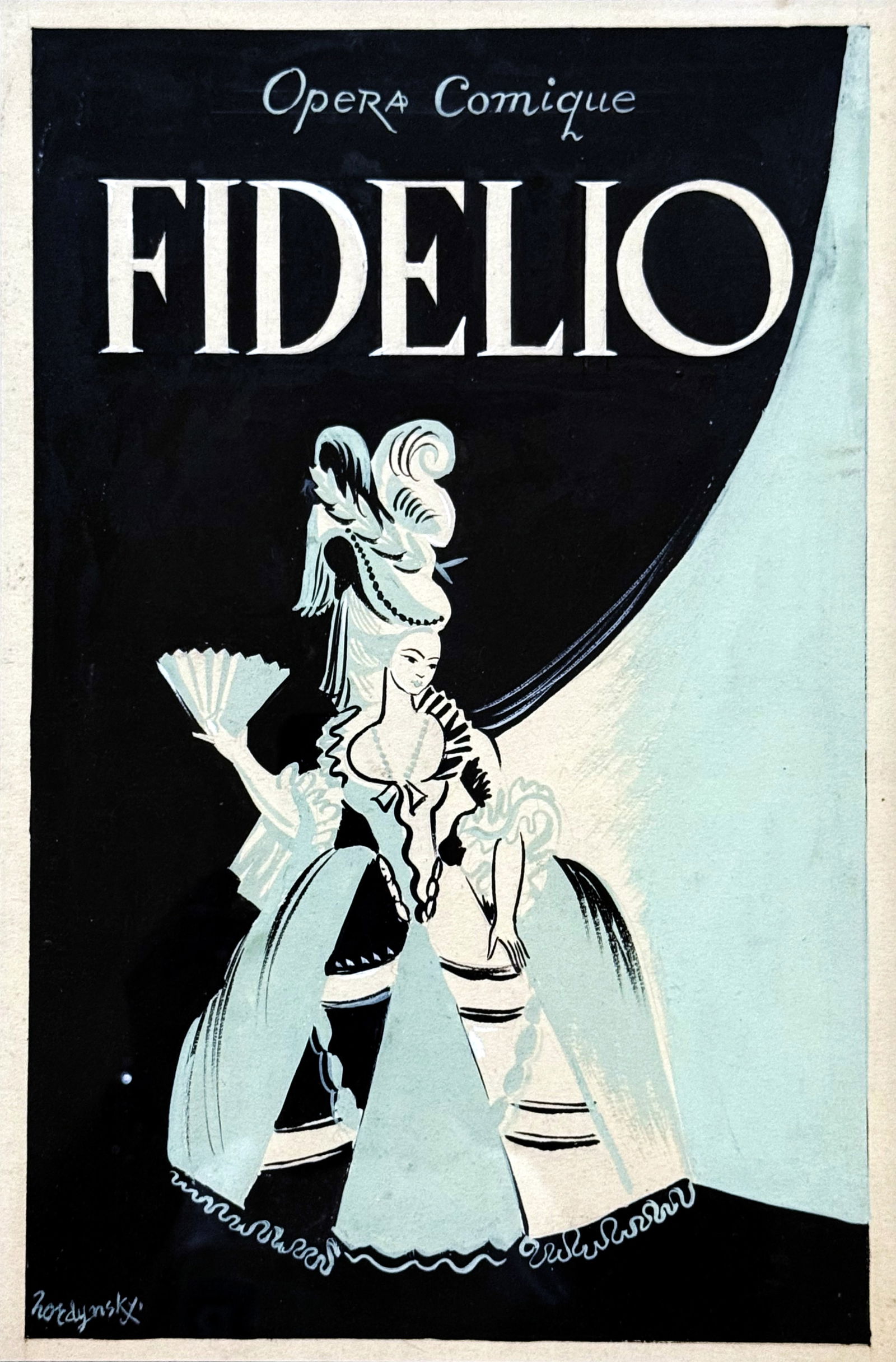 Sviatoslav Hordynsky: Fidelio Poster Layout, 1940s Gouache, Ink (1 of 4)