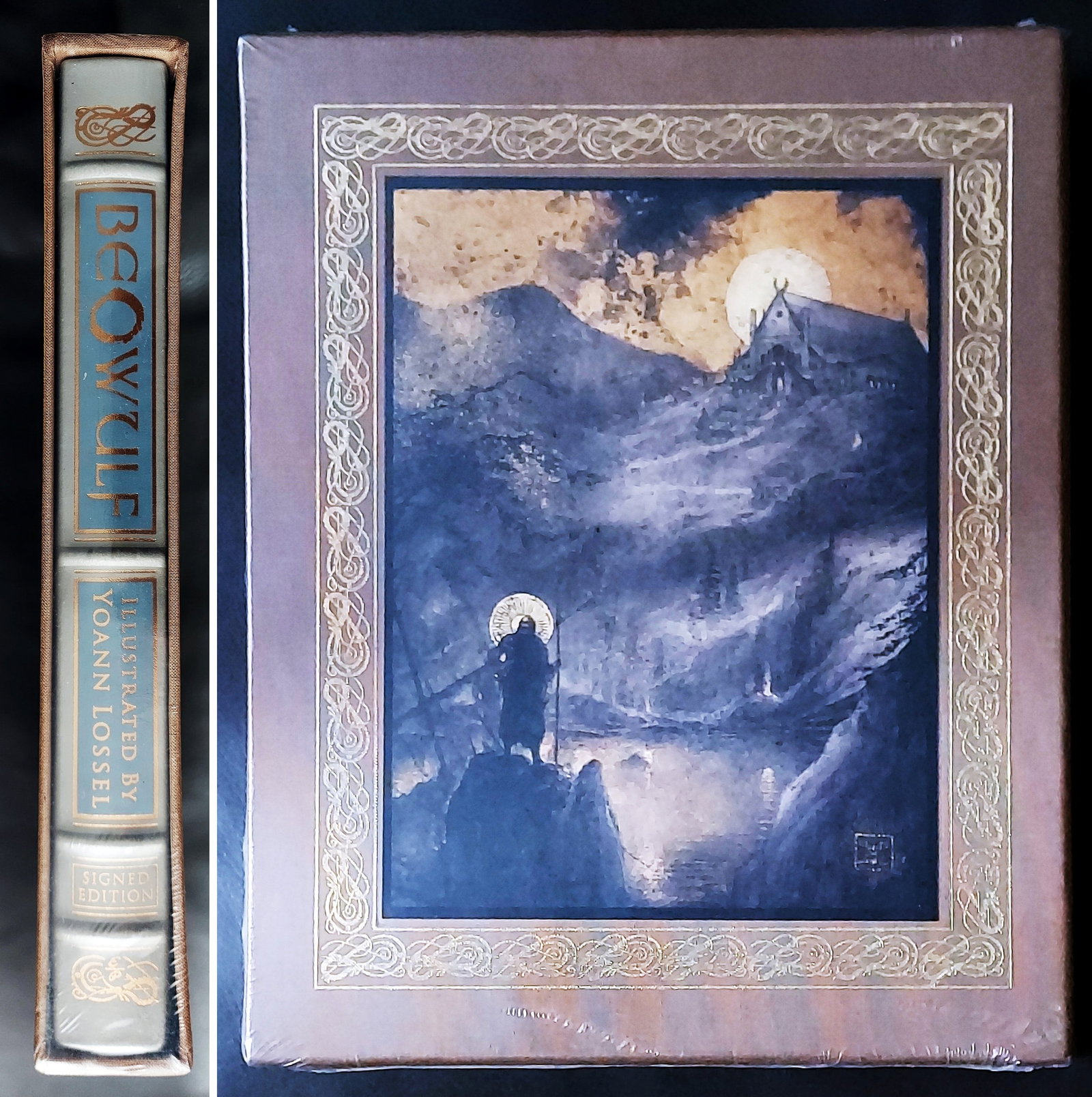 Beowulf, Signed by Yoann Lossel Deluxe Ltd Edition 2017 Easton Press: Deluxe Illustrated Edition signed by artist Yoann Lossel (French, b.1985). Easton Press, 2017. Limited Edition of 1,200 hand-numbered copies. Factory Sealed, shrink wrapped volume, 9” x 11”