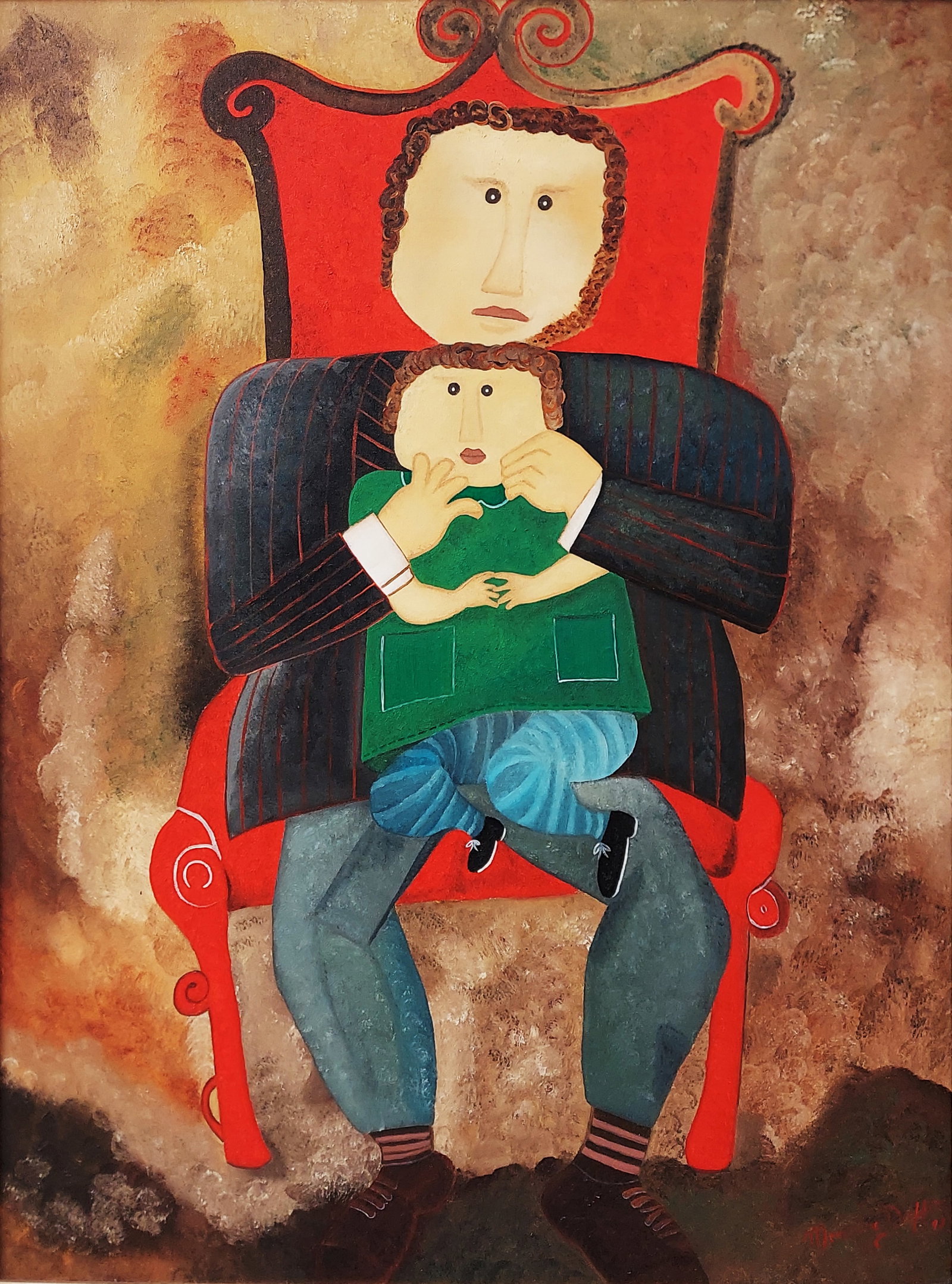 Billy Monsalve Duffo: Father, 1997 Oil on Canvas: Billy Monsalve Duffo (Colombian-American, b.1965): Father, 1997. Oil on Canvas 40 x 30, frame 48x 39 inches. Signed Monsalve Duffo at lower right Painter Billy Monsalve Duffo was born in the USA, rais