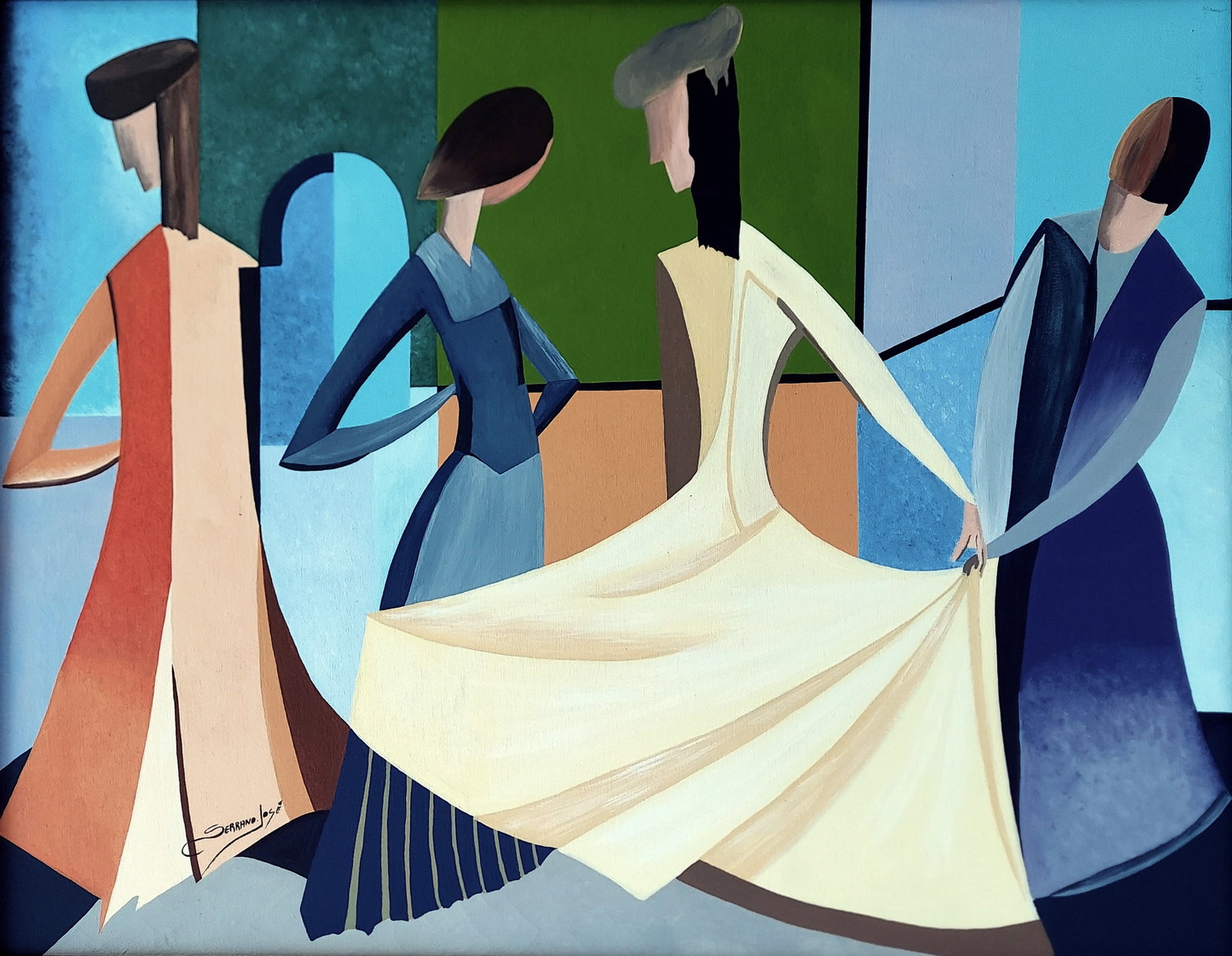 After Armando Barrios: El Probador c.1955 Oil on Canvas (1 of 3)
