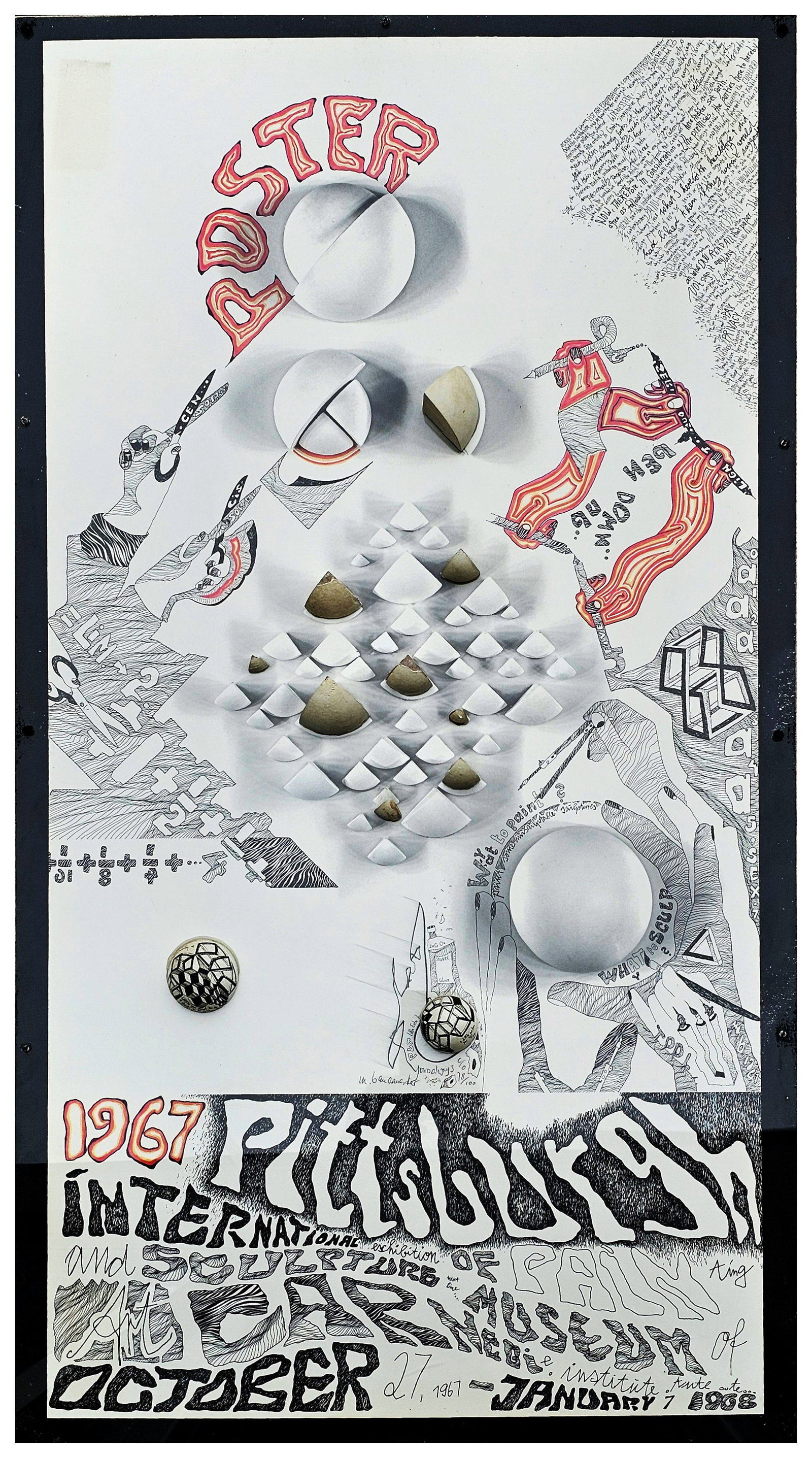 Mary Bauermeister, Inscribed: Hand Embellished Poster 1967 Pittsburgh Exhibition (1 of 8)