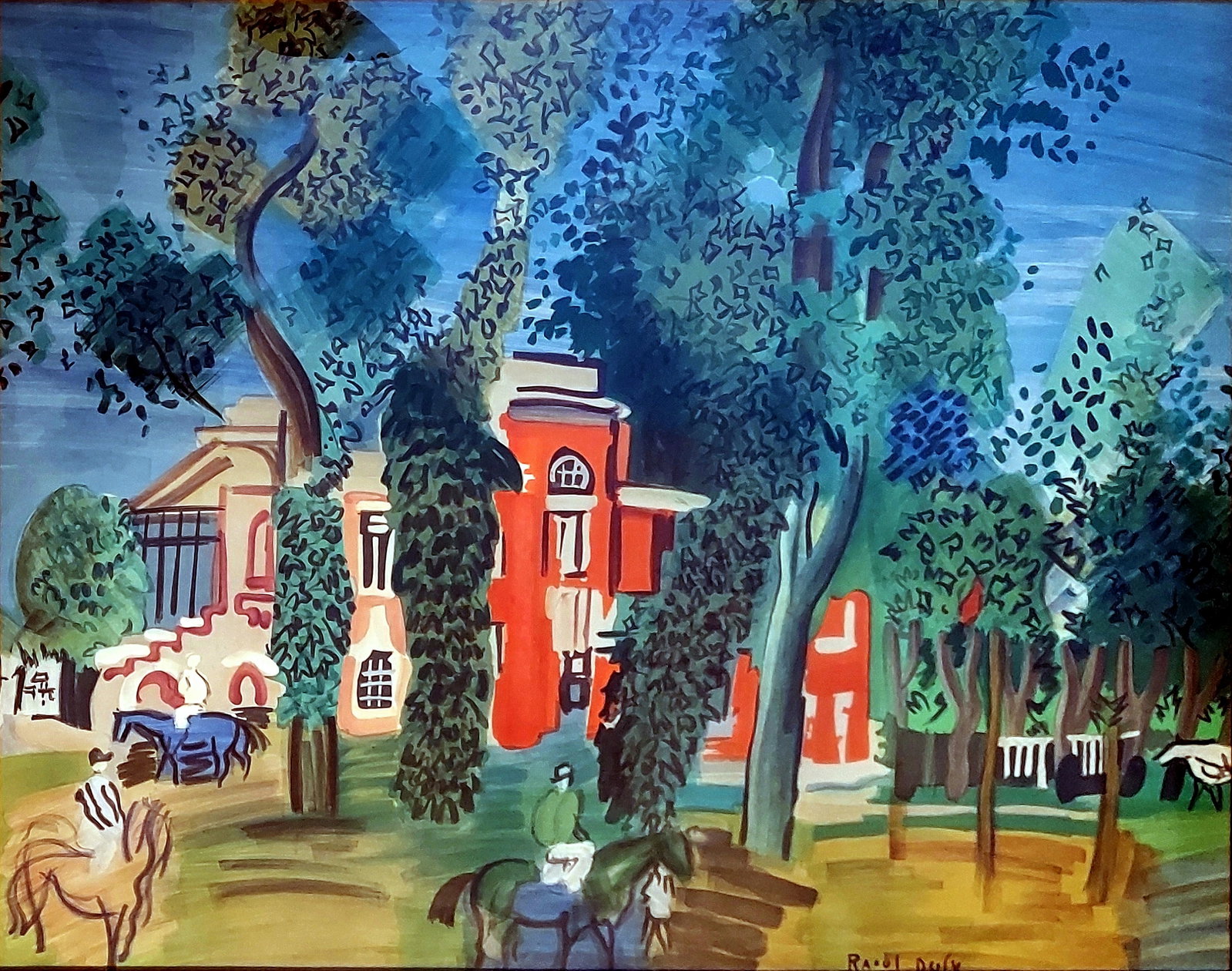 Raoul Dufy: Le Paddock à Deauville 1964 Lithograph by Mourlot: Raoul Dufy: Le Paddock a Deauville, 1964 Lithograph by Atelier Mourlot, Paris. Executed by the lithographer Charles Sorlier (French, 1921 – 1990). Signed in plate, at the lower middle: Raul Dufy
