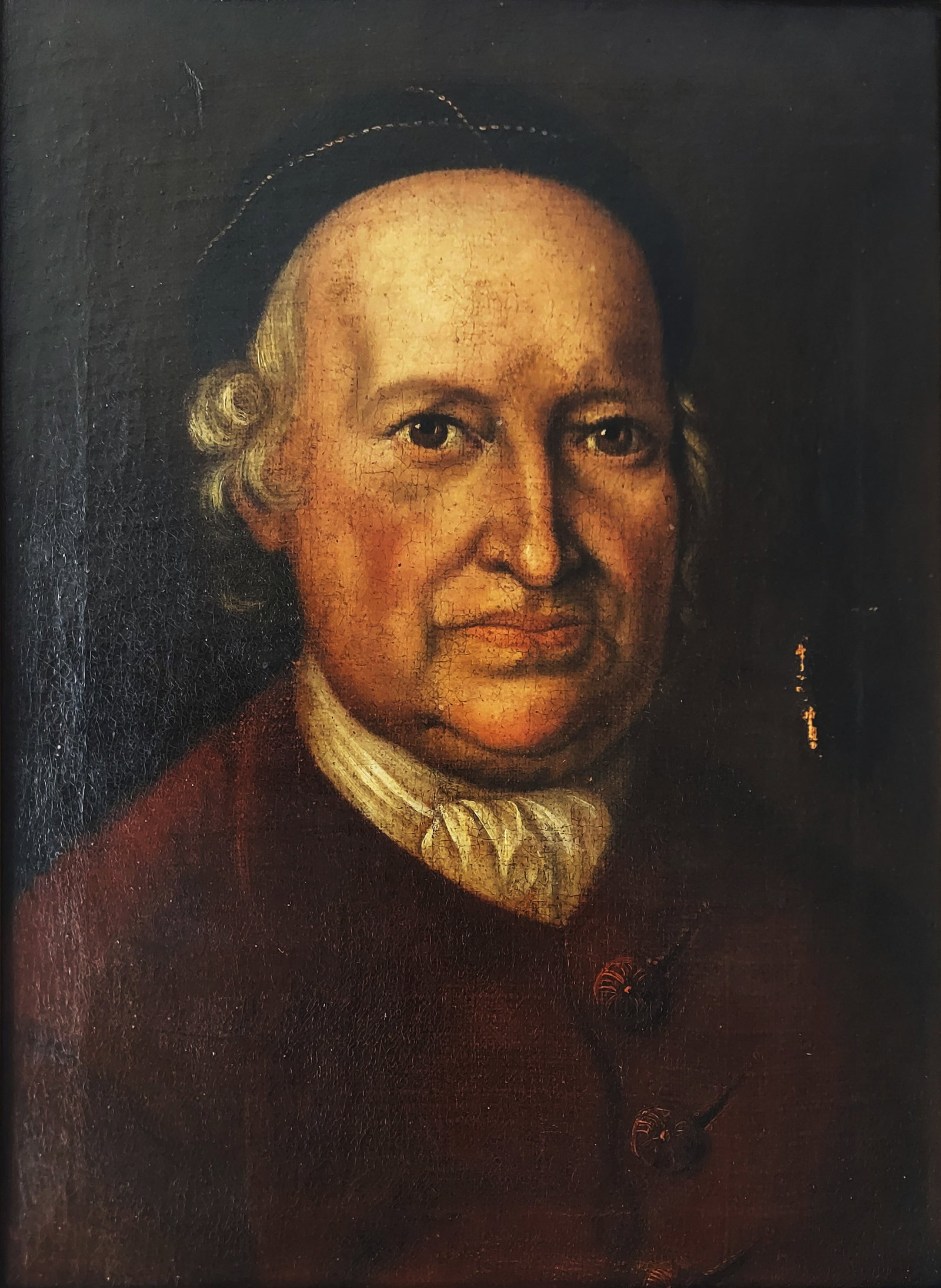 David Loggan: Portrait of William Sancroft 1680 Oil on Canvas: David Loggan (English, 1634 - 1692): Portrait of William Sancroft, Archbishop of Canterbury. Oil on canvas 17 x 12.5, Frame 23 x 19 inches. Verso Label: David Loggan English : 1630-1693 Portrait of Wi