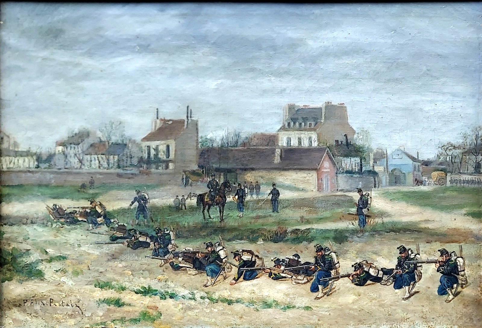 Paul Alexandre Protais: French Infantry Firing Practice 1870s Oil on Canvas (1 of 5)