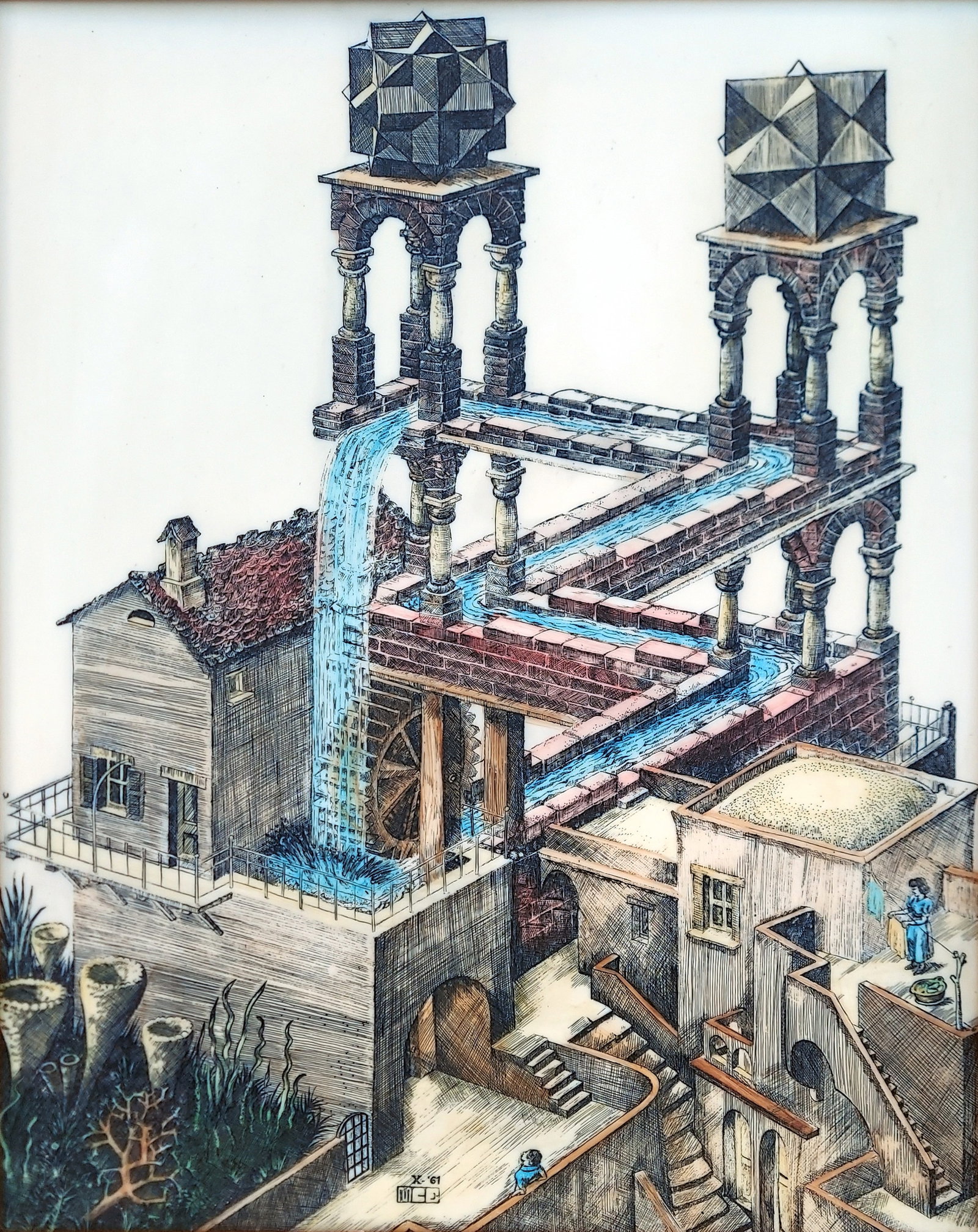 M. C. Escher (Dutch, 1898 - 1972), after: Waterfall, 1961 Mixed Media (1 of 5)