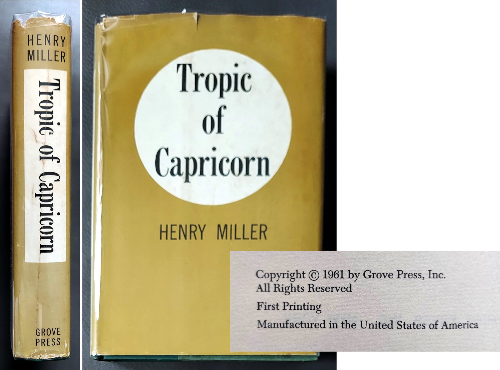 Henry Miller: Tropic Of Capricorn, 1961 First Printing, Stated (1 of 5)