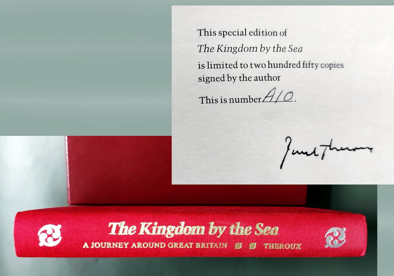 Paul Theroux Signed 10/250 Kingdom by the Sea 1983: Paul E. Theroux (American, b.1941): The Kingdom by the Sea: A Journey Around the Coast of Great Britain Signed by Author # 10 of 250 numbered copies. First edition. Houghton Mifflin Company, Boston, 1