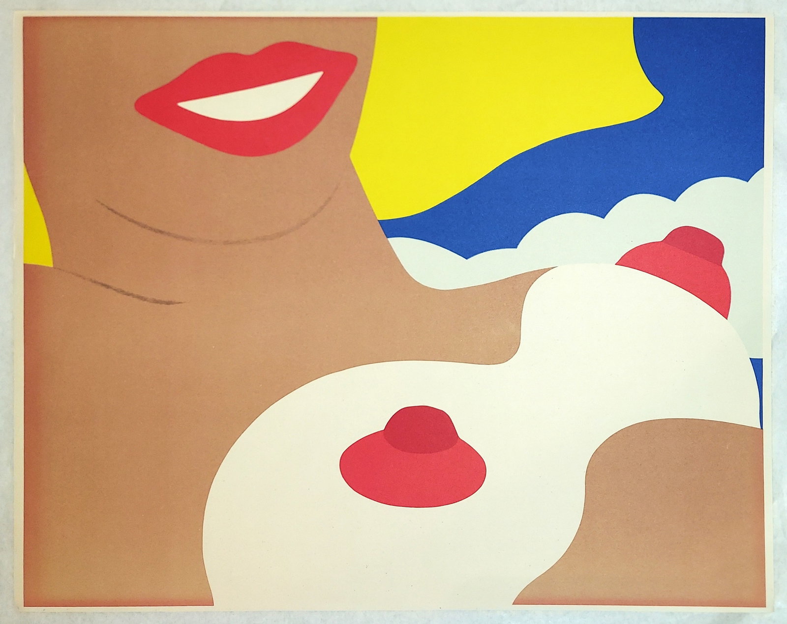 Tom Wesselmann (1931–2004): Nude, 1965 Screenprint: Tom Wesselmann (1931–2004): Nude, 1965 Screenprint An unsigned color screenprint on woven paper featuring a characteristic close-up composition by Sheet 18 X 14.5 inches, in metal frame under th