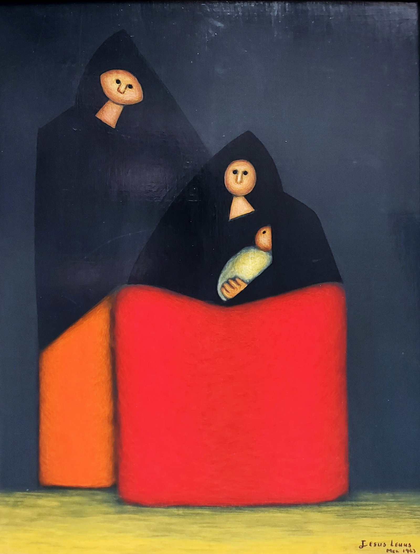 Jesus Leuus (Mexican, b.1948): Las Mujeres con el Niño 1963 Oil/Masonite (1 of 3)