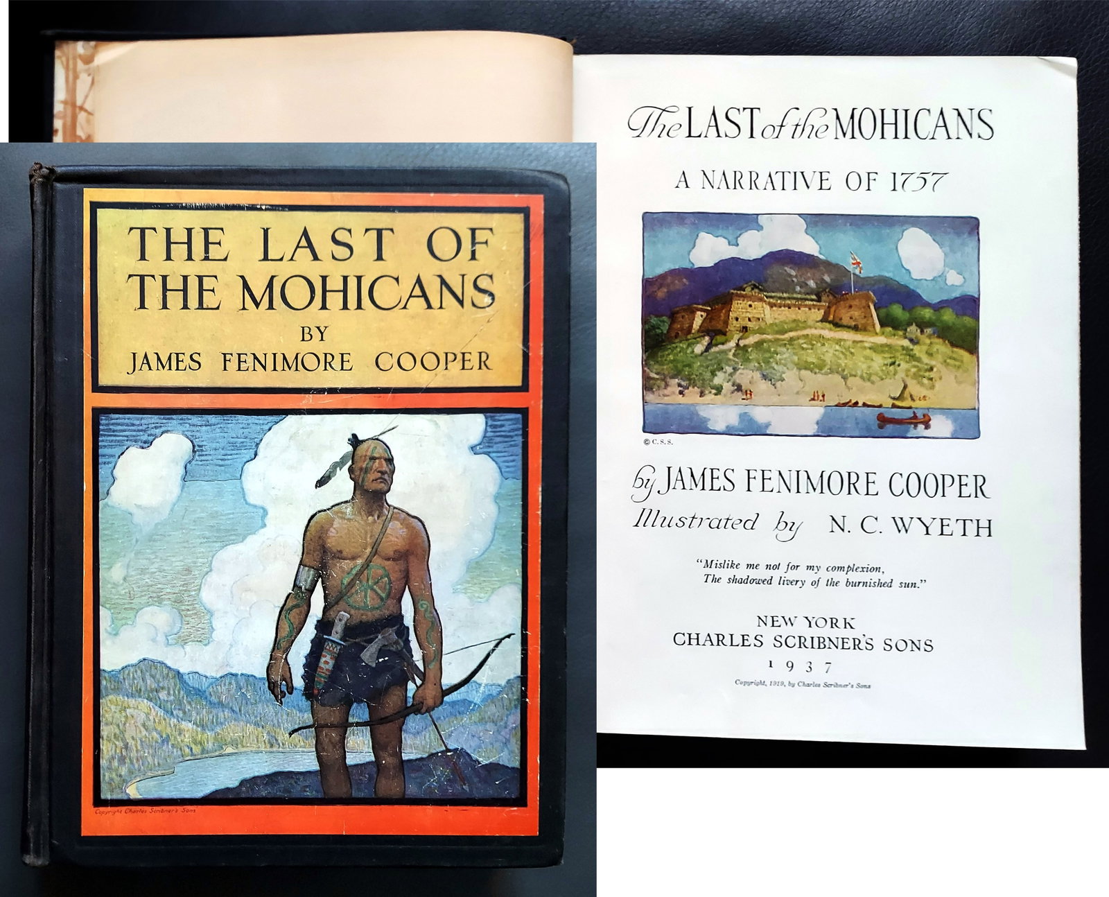 The Last of the Mohicans Illustrated by N. C. Wyeth, 1937: James Fenimore Cooper: The Last of the Mohicans: A Narrative of 1757 Illustrated in color plates by N. C. Wyeth (1882 – 1945) New York: Charles Scribner’s Sons, 1937