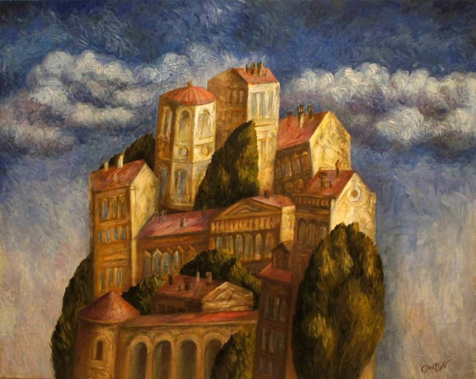 Igor Gorban (American, b.1957): Cityscape Against the Sky, 2016 Oil on Panel (1 of 1)