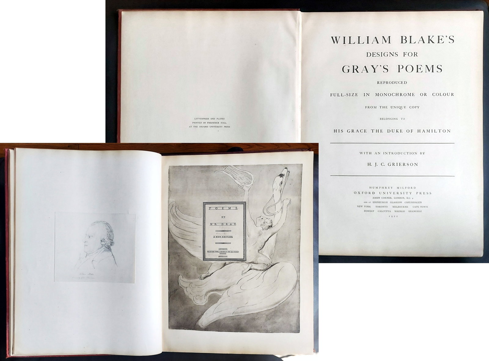 William Blake's Designs for Gray's Poems London 1922 First Limited Edition #188/650: William Blake's Designs for Gray's Poems Reproduced Full-Size in Monochrome or Color from the Unique Copy belonging to His Grace the Duke of Hamilton. Book from the estate of Lilian and Peter Grosz, s