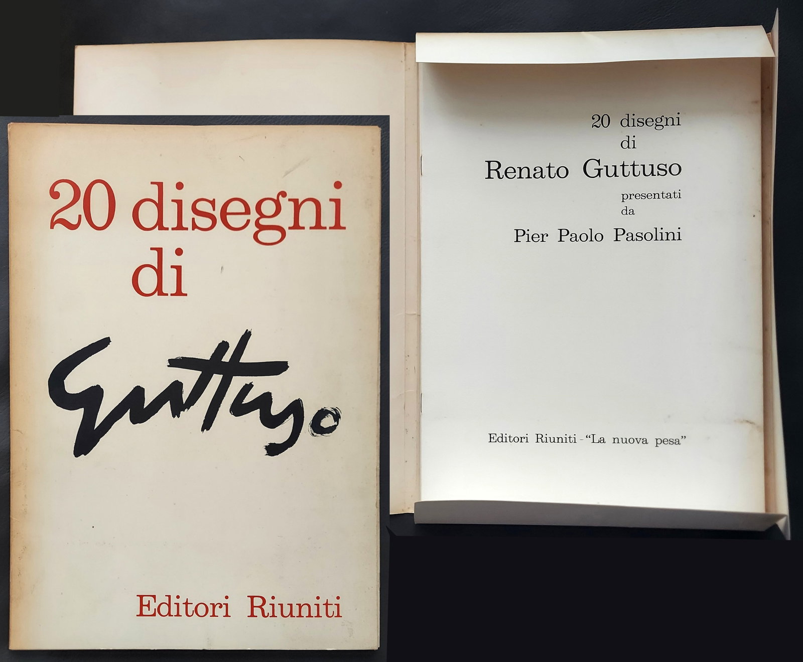 Renato Guttuso: 20 Disegni di Renato Guttuso 1962 First Edition: Venti disegni di Renato Guttuso (Italian, 1911-1987). Twenty drawings by Renato Guttuso. First Edition by Editori Riuniti: La Nuova Pesa, Rome, 1962. Presented by Pier Paolo Pasolini (1922-1975) the e