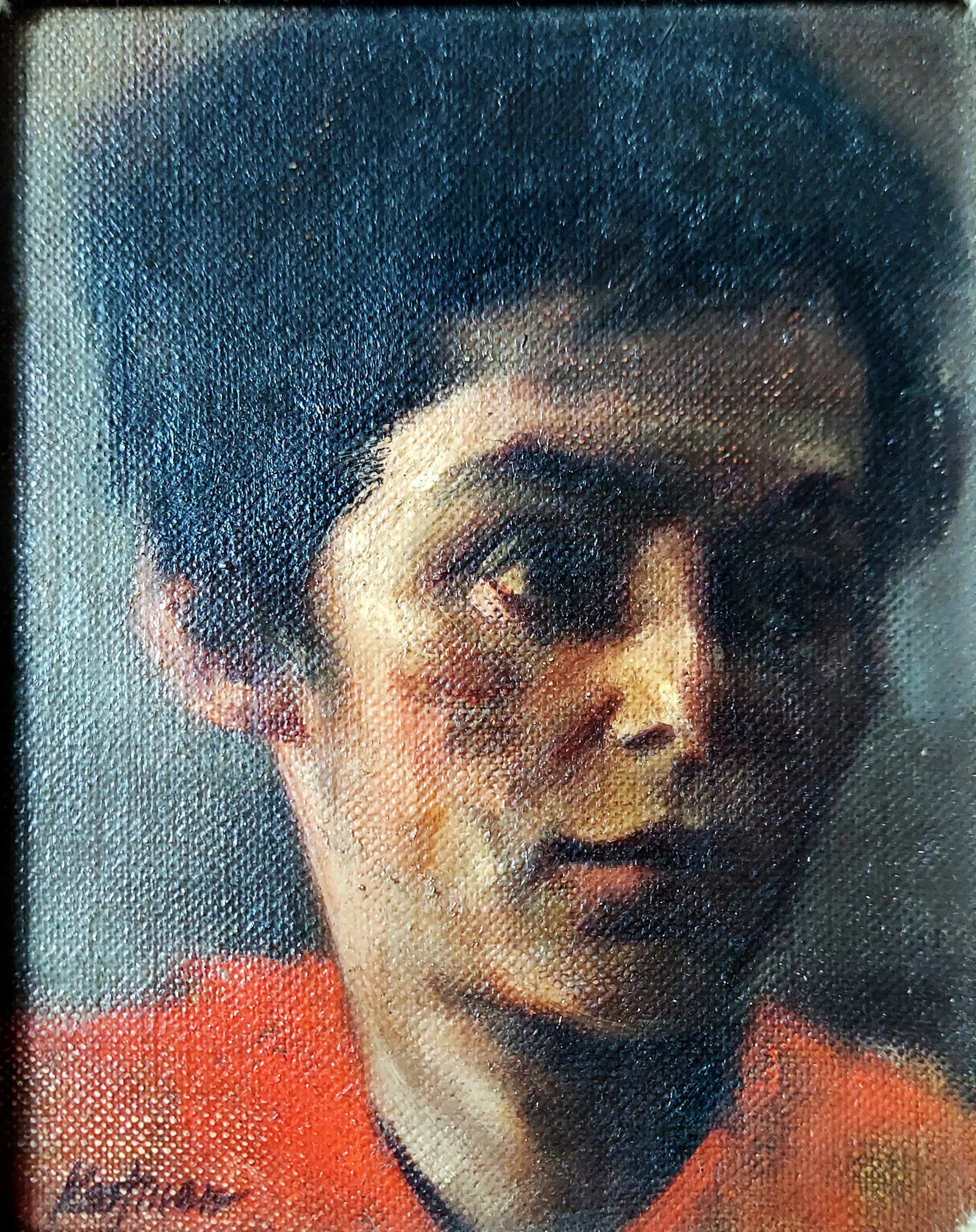 Alexander Kortner (American, 1905-1999): Jewish Girl 1950s Oil/Canvas: Alexander Kortner (American, 1905-1999): Jewish Girl, c.1950s Oil on Canvas board. Signed: Kortner, at the Lower left. Dimensions: 5 x 4.5, Frame 9 x 8 inches. A native of Pittsburgh Kortner received 