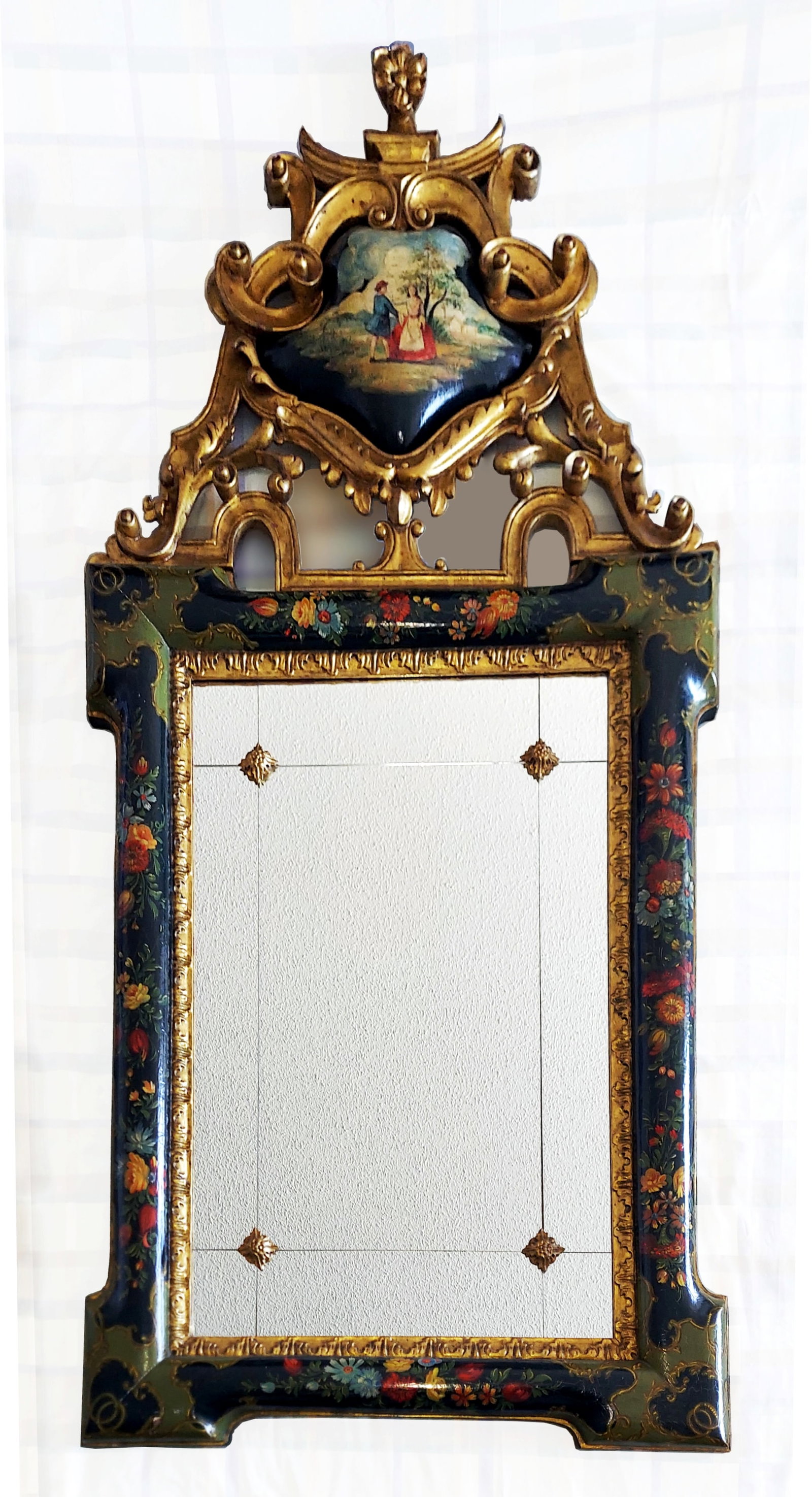 Wall Mirror Hand-painted in Venetian Rococo Style 1920s (1 of 6)