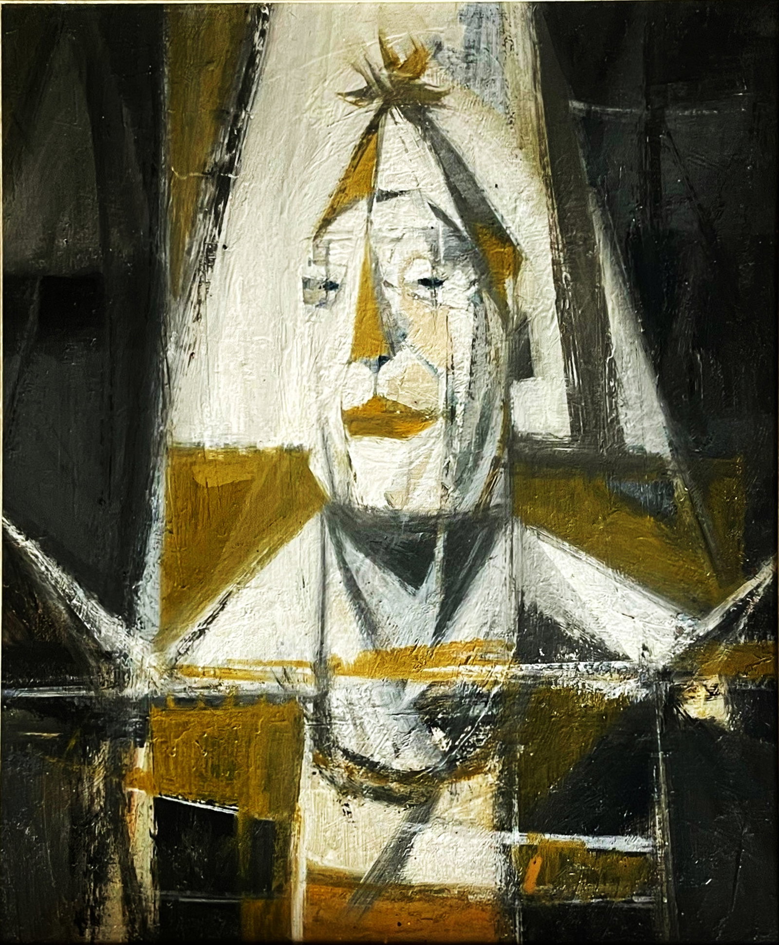 Douglas Abercrombie: Portrait of Clown (Yellow) 1957 Oil on Board (1 of 3)