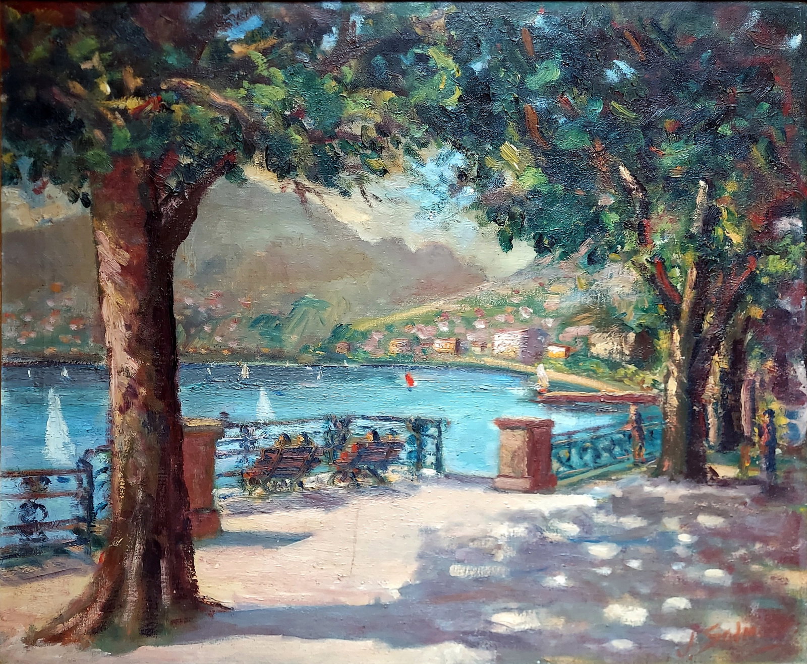 Jacques Salomon (1885-1985): Lake Lugano c.1920 Oil on Canvas (1 of 4)
