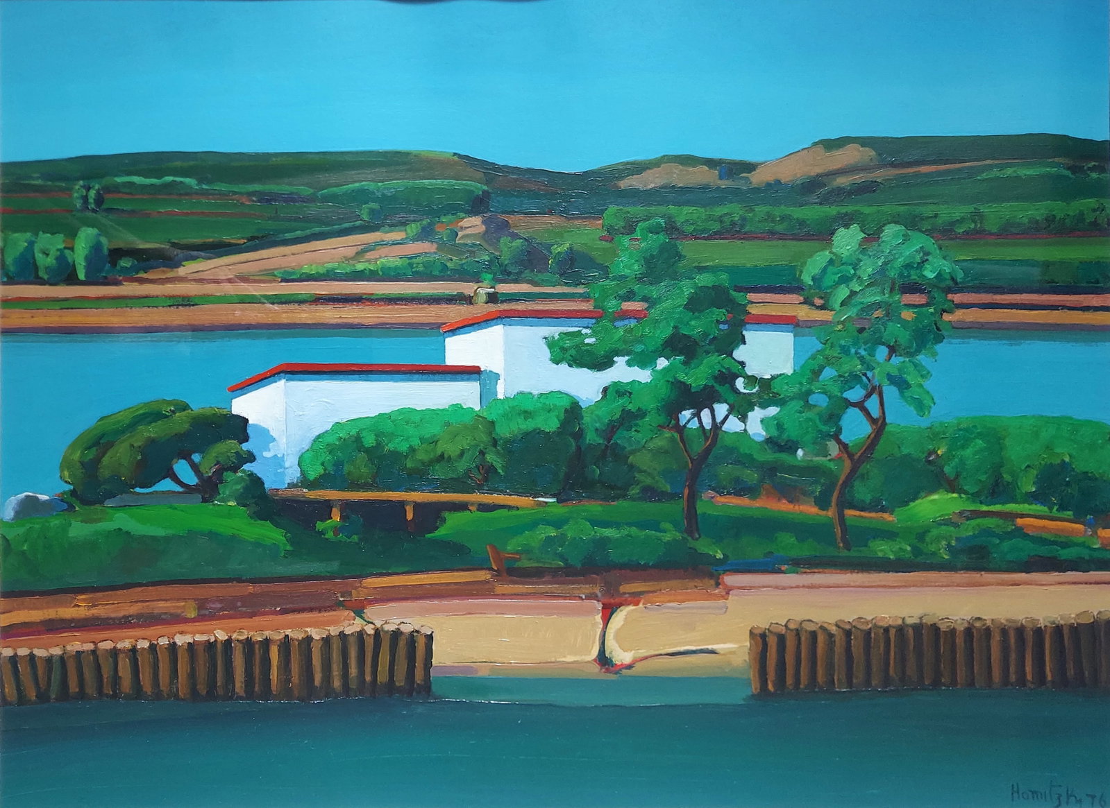 Peter Homitzky (American, 1942 - 2018): Hudson View, 1976 Acrylic (1 of 3)