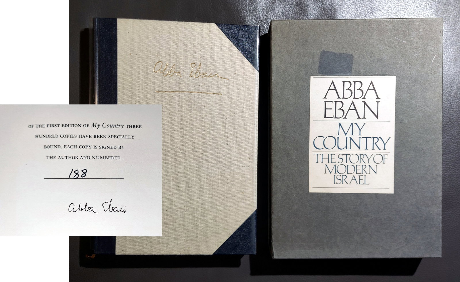 Abba Eban: My Country 1972 First Edition Signed/Numbered 182/300: Signed & Numbered First Edition of My Country, The Story of Modern Israel by Abba Eban (Israeli, 1915 – 2002). Signed Limited Edition 188 of 300 stated: Of the First Edition of My Country 300 co