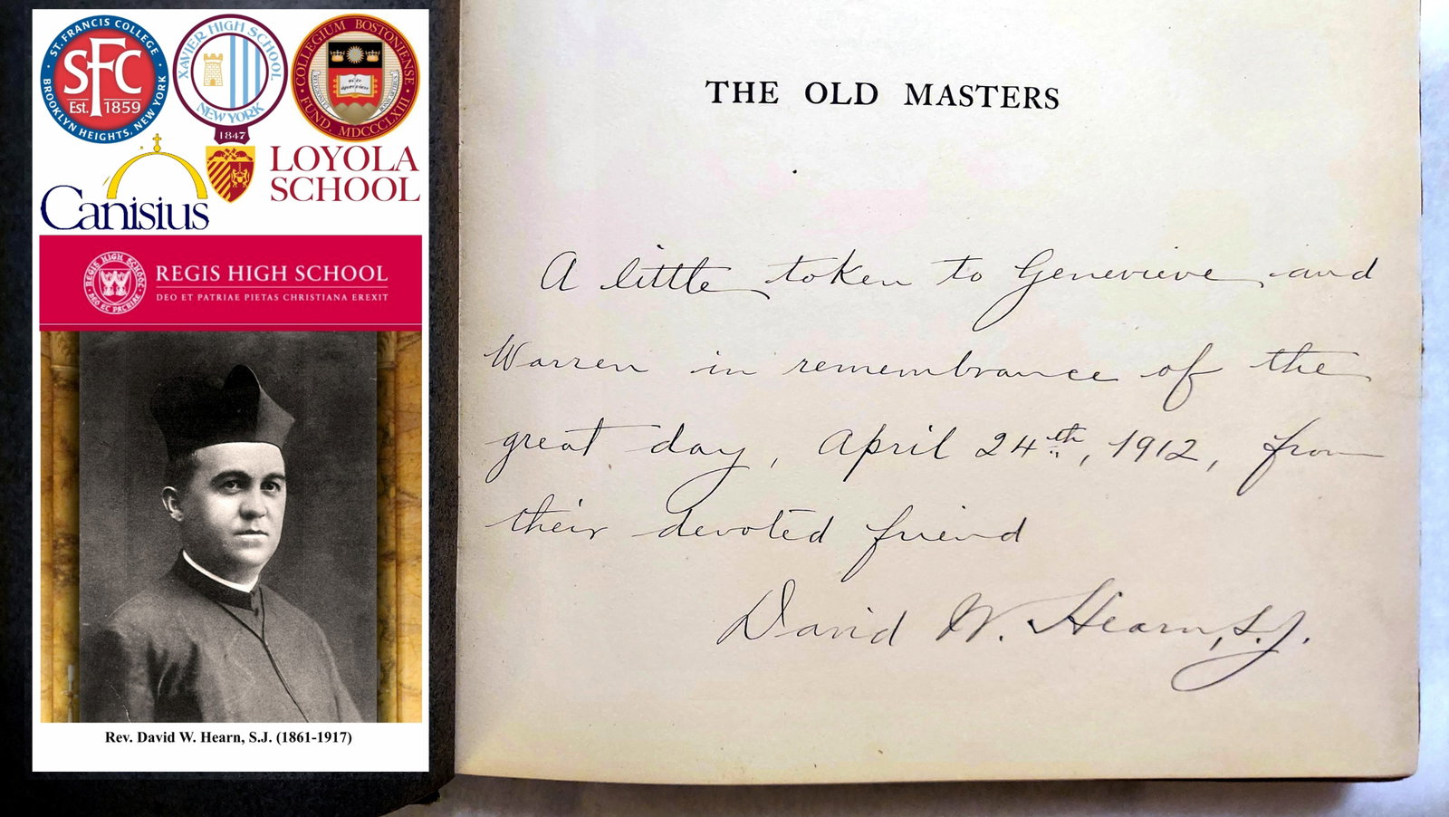 1912 NYC Loyola School Rev. David W. Hearn S.J. Inscription (1 of 8)