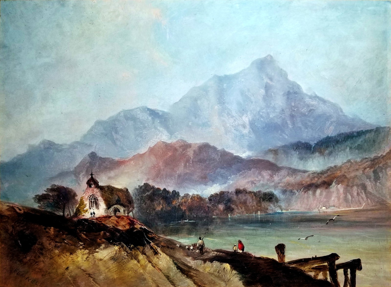 Charles Smith: Mountain Landscape 1870s Oil/Paper (1 of 6)