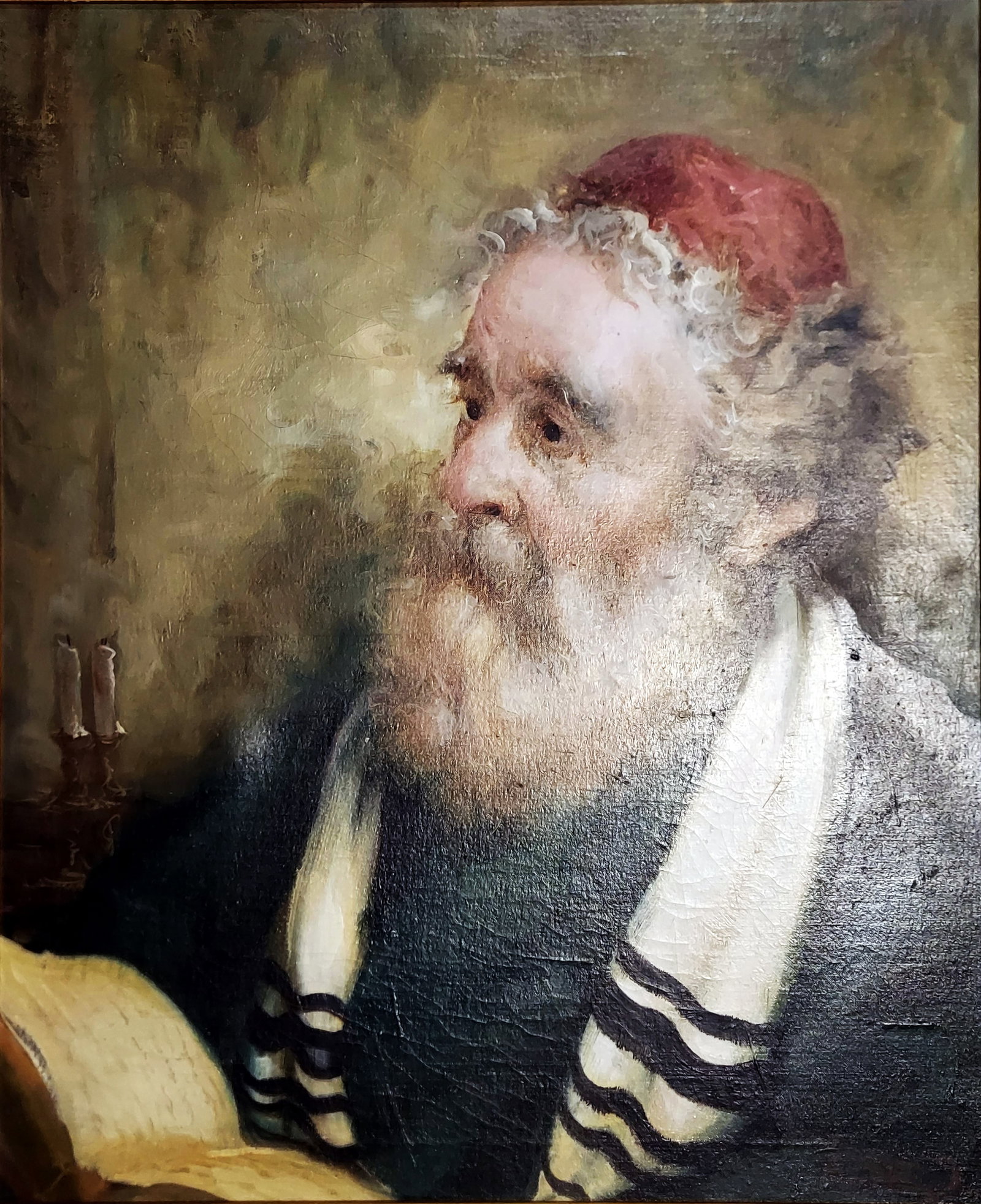Kinlis: Portrait of an Old Man, 1950s, Oil on Canvas: Kinlis: Portrait of an Old Man, 1950s, Signed to the Lower Right. The last name Kinlis inscribed on verso.Oil on Canvas 24 x 20, frame 29 x 25 inches.