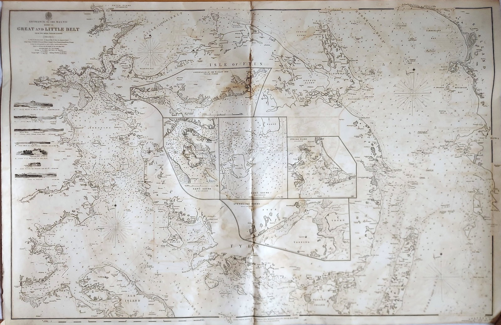 Entrance to Baltic Great & Little Belt 1852 British Admiralty Map (1 of 6)
