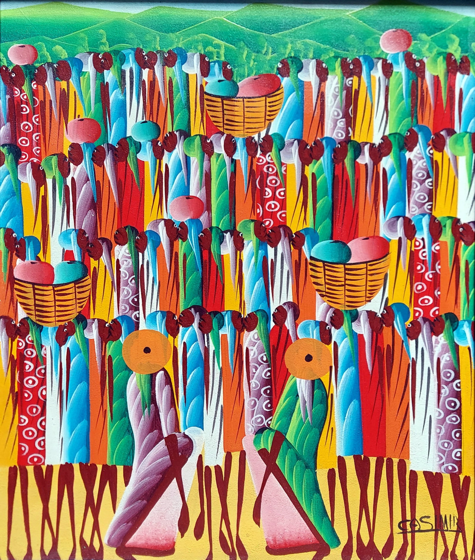 Laurent Casimir: Market Scene, 1988 Oil on Canvas (1 of 5)
