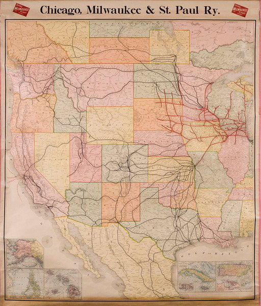 [MAP]. Chicago, Milwaukee & St. Paul Ry. Ca. 1902: Excellent Wall Map of the Chicago, Milwaukee & St. Paul Railway Line 353. [MAP]. RAND, McNALLY & COMPANY. Chicag