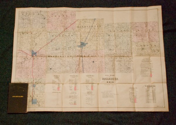 SUTTON, R. Oil Map of Auglaize Co. Ohio. Ca. 1886: Petroleum Pocket Map 364. [MAP]. SUTTON, R. Oil Map of Auglaize Co. Ohio. By R. Sutton, Sidney, O. [illustrations an