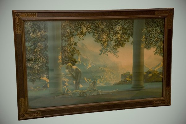 PARRISH, Maxfield. Daybreak: 669. PARRISH, Maxfield. Daybreak. [New York]: House of Art, n.d. [ca. 1920s]. Color lithograph. Visible image area: 44.8 x 75.4 cm; Frame: 55 x 85.8 cm. Surface a bit wavy with