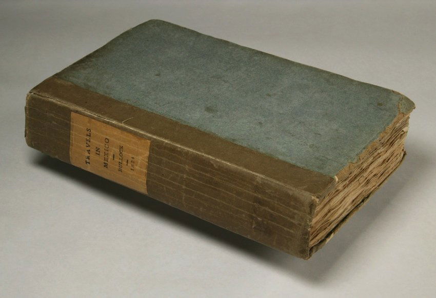 BULLOCK. Six Months’ Residence.... 1824: 59. BULLOCK, William, Jr. (artist). Six Months’ Residence and Travels in Mexico.... London: John Murray, 1824. 16 aquatint plates (folding frontispiece, and 4 colored costume plates); 2 engraved