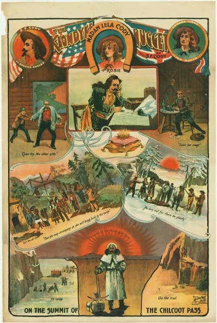 [CODY, Samuel Franklin]. The Klondyke Nugget.: 200. [KLONDIKE GOLD RUSH]. [CODY, Samuel Franklin]. The Klondyke Nugget. By S. F. Cody. Belfast: David Allen; also at London, Harrow, Manchester, Glasgow & Dublin, [ca. 1898]. Folio chromolithogra