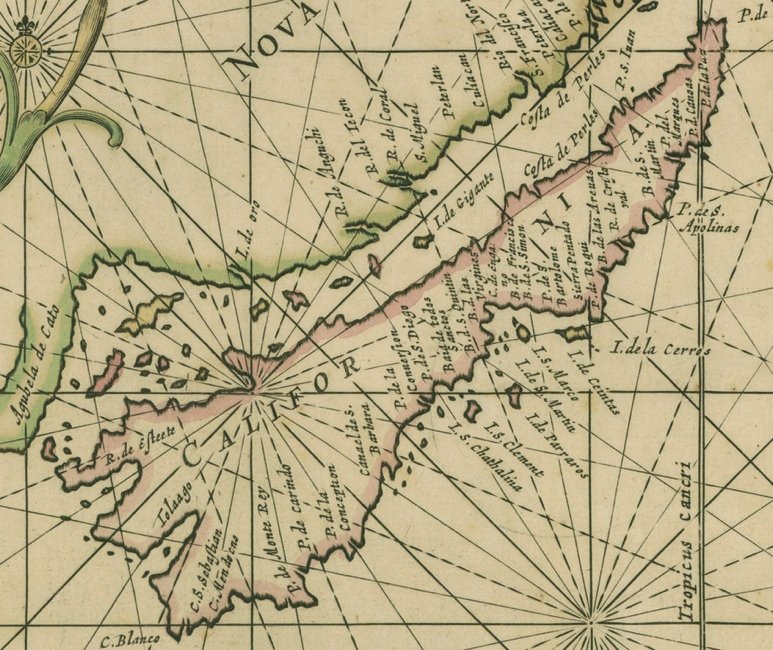 [MAP]. DONCKER. Chili, Peru, Hispania Nova.... [1659].: 283. [MAP]. DONCKER, Hendrick. Pascaart vertoonende de Zeecusten van Chili, Peru, Hispania Nova, Nova Granada, en California.... [3 insets at left, each within gracefully curving strap work border]: [
