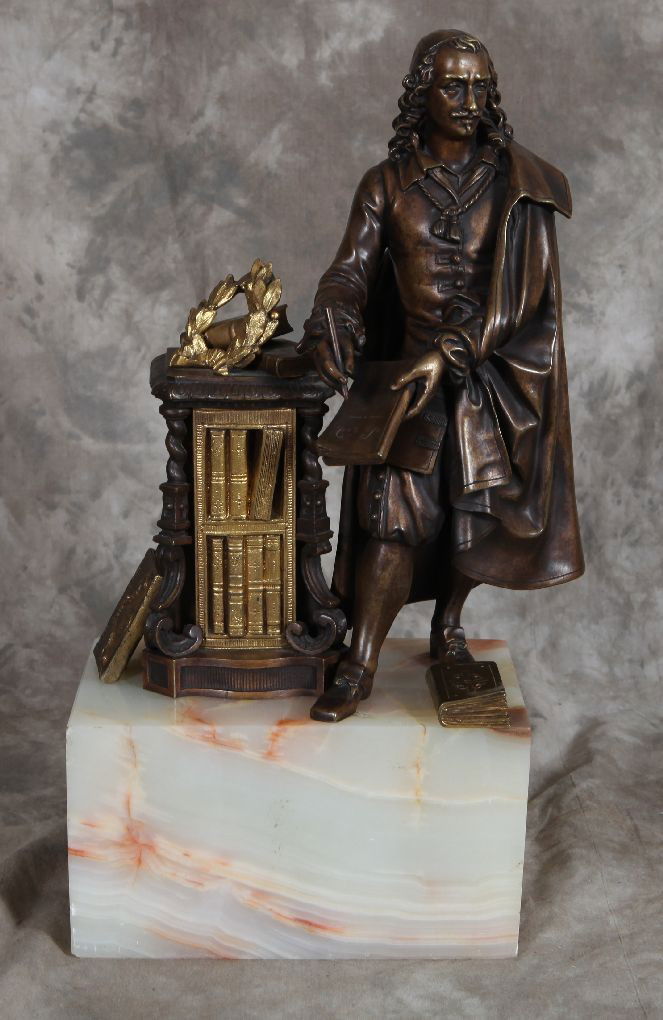 Bronze figure on alabaster base: 16 inches tall