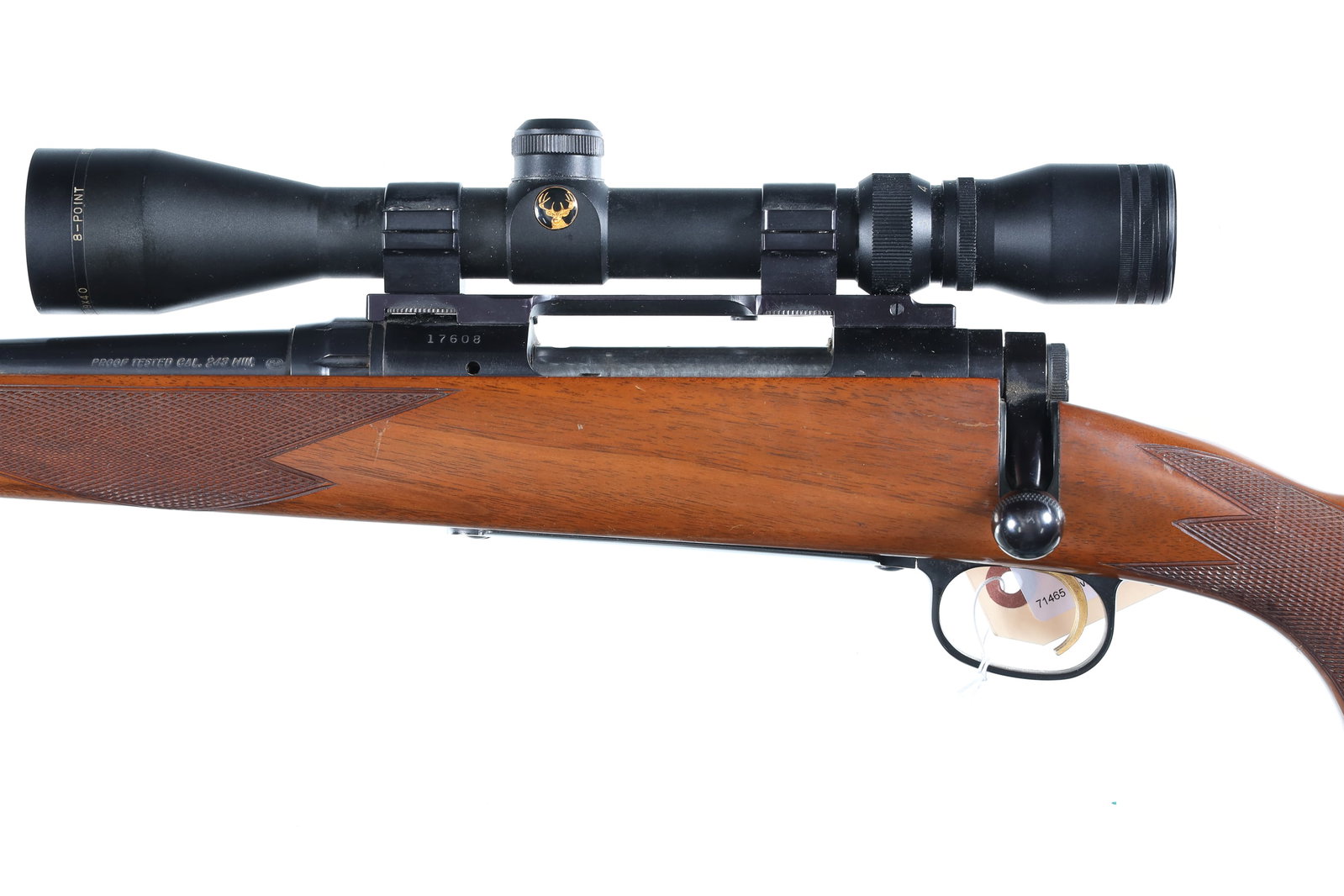 Savage 110 Left hand Bolt Rifle .243 win: .243 win Serial # 17608 Left hand configuration, metal surfaces rate excellent, area of handling marks with some varnish loss to wood. Simmons scoped, mechanically excellent. Barrel 22" Modern