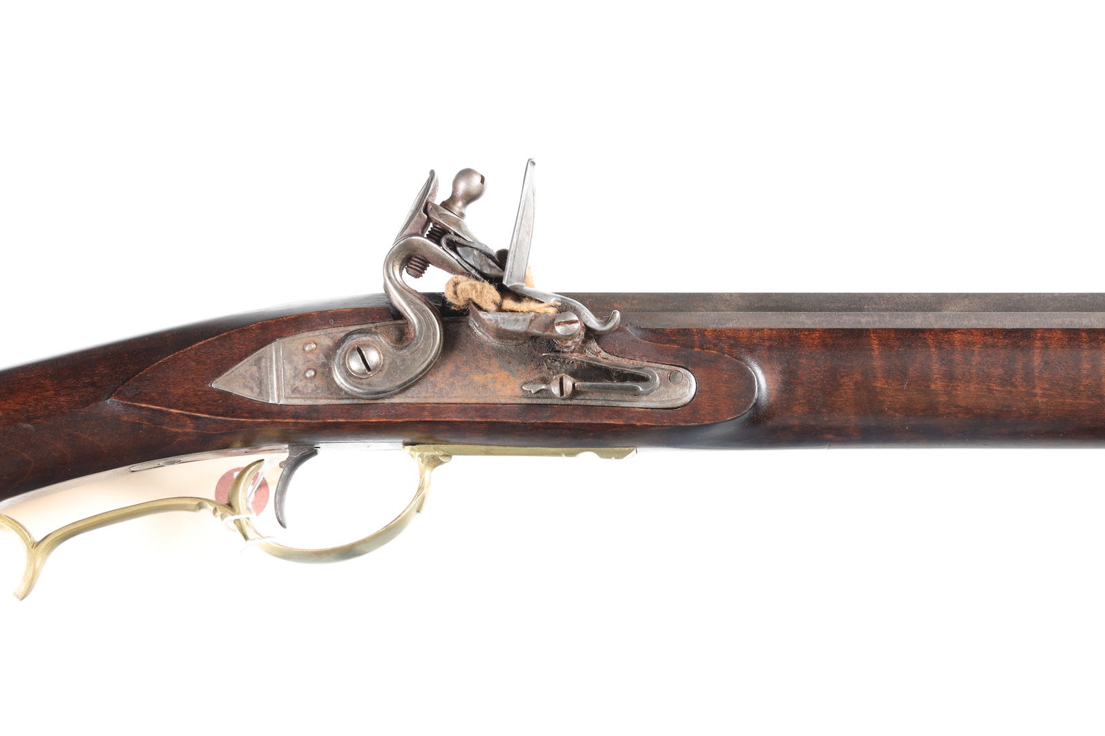 B&G Rubbo Contemporary Flintlock Musket .50 cal: .50 cal Serial # NSN Contemporary Flintlock .50 Cal, smoothbore by Gerry Rubbo ( B&G Rubbo). Part round part octagon with wedding band. Blade front sight with fixed blade rear sight. Dark stained tige